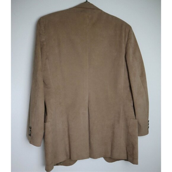 VINTAGE MEN'S BEIGE FAUX SUEDE BLAZER JACKET SPORT COAT - KINGSRIDGE - SIZE 42 - Picture 4 of 6